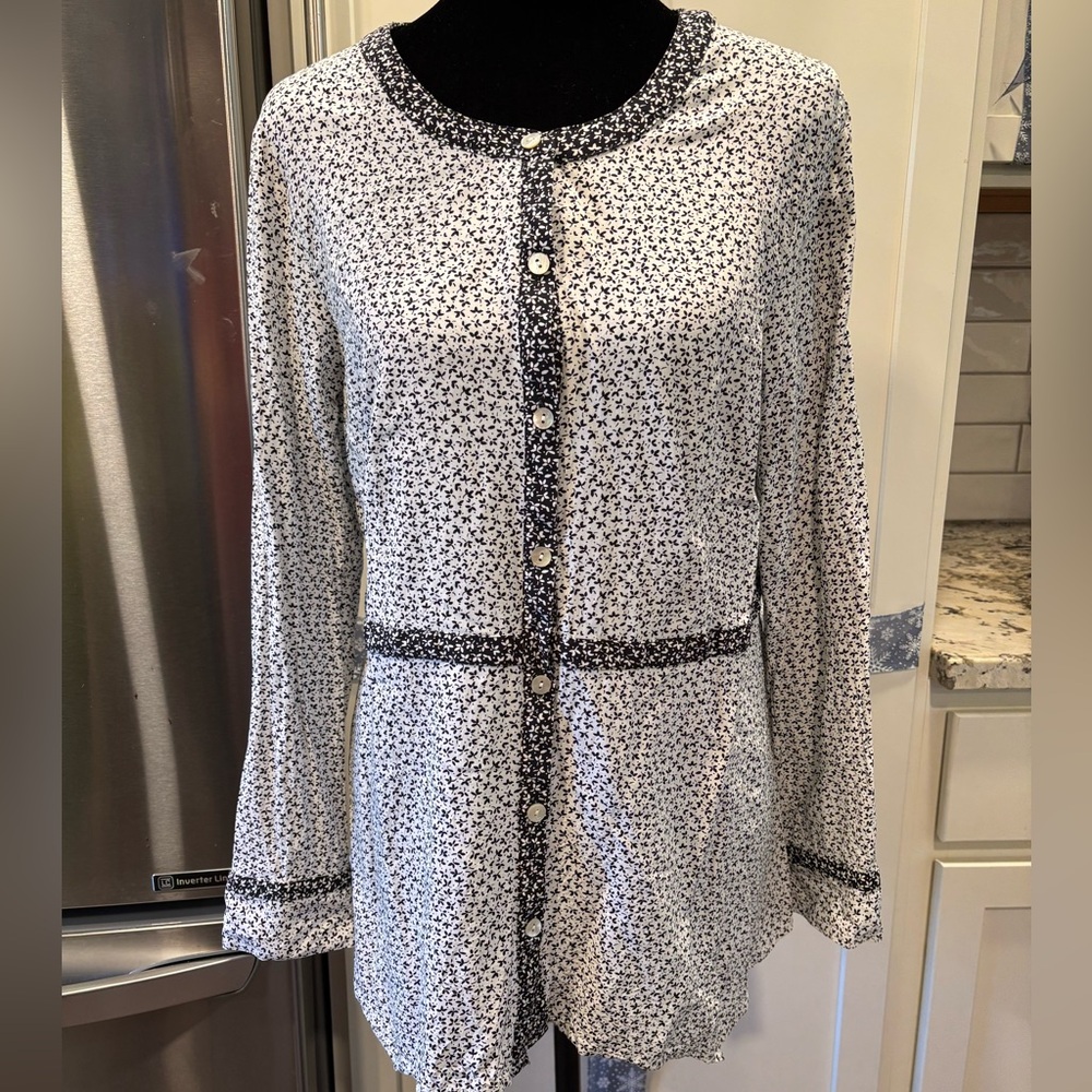 J. Jill Black and White Floral Blouse